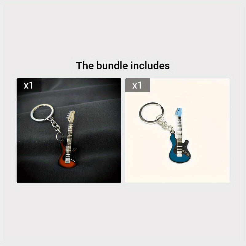 Stainless Steel Guitar Key Ring, Color Instrument Men's And