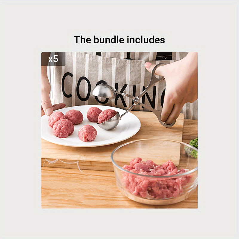 Meat Ballers, Stainless Steel Non-stick Meatball Maker, Tongs, Cake Pop  Meatball Maker Ice Tongs, Cookie Dough Scoop For Kitchen For Restaurants -  Temu