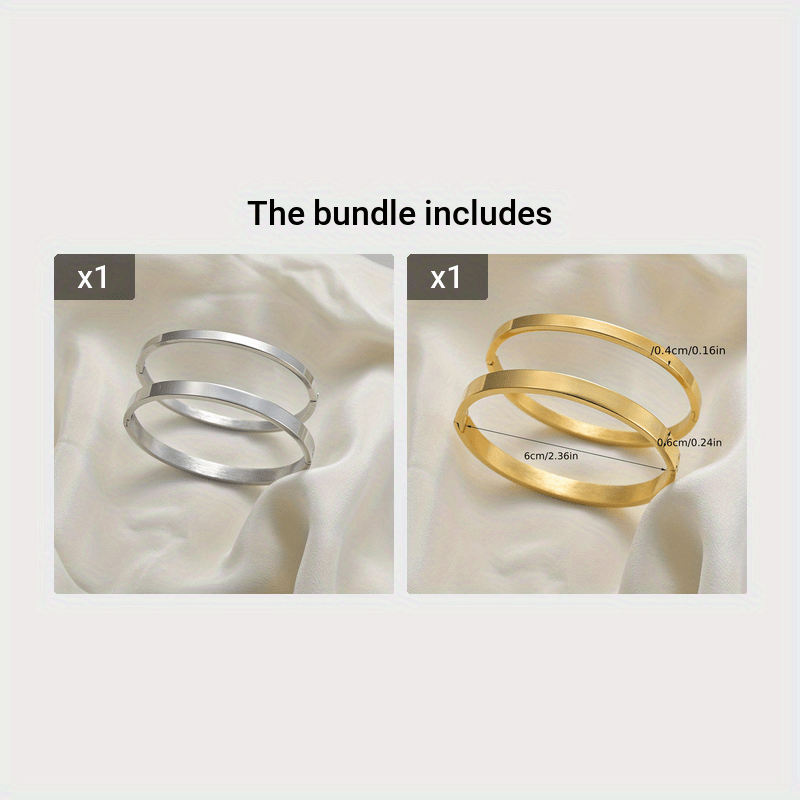 2pcs Stainless Steel Egg Shape O-Ring Buckle Bangles