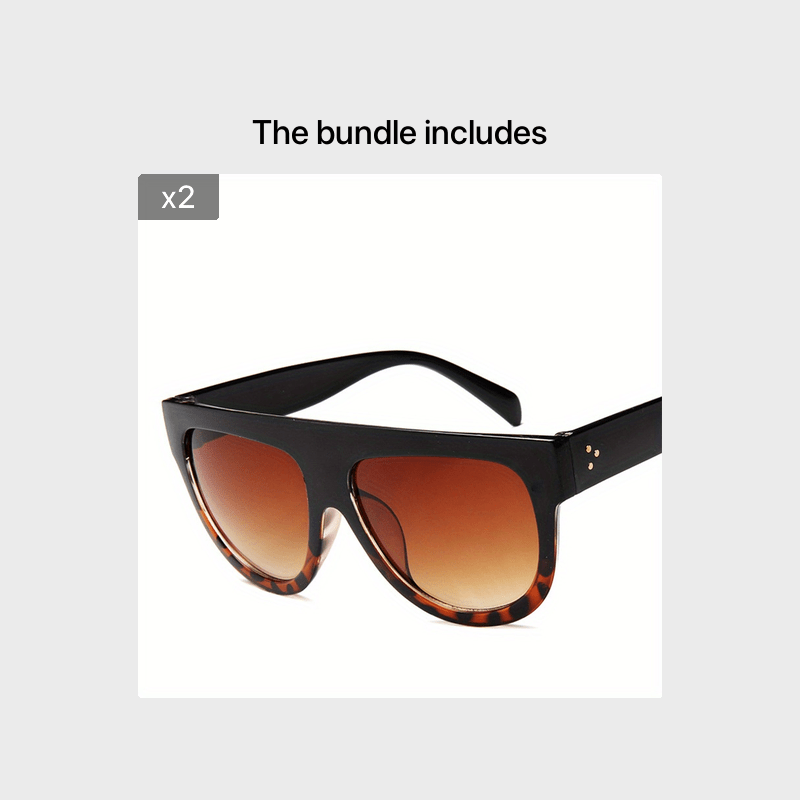 Oversized Cat Eye Sunglasses Gradient Lens Flat Top Glasses