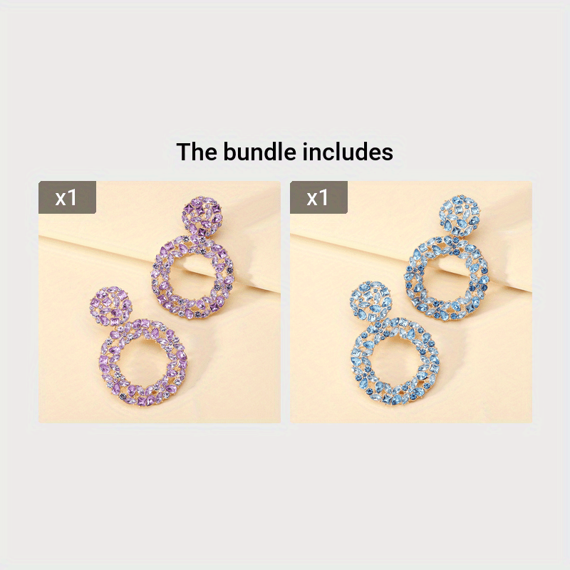 Exaggerated Rhinestone Round Dangle Earrings