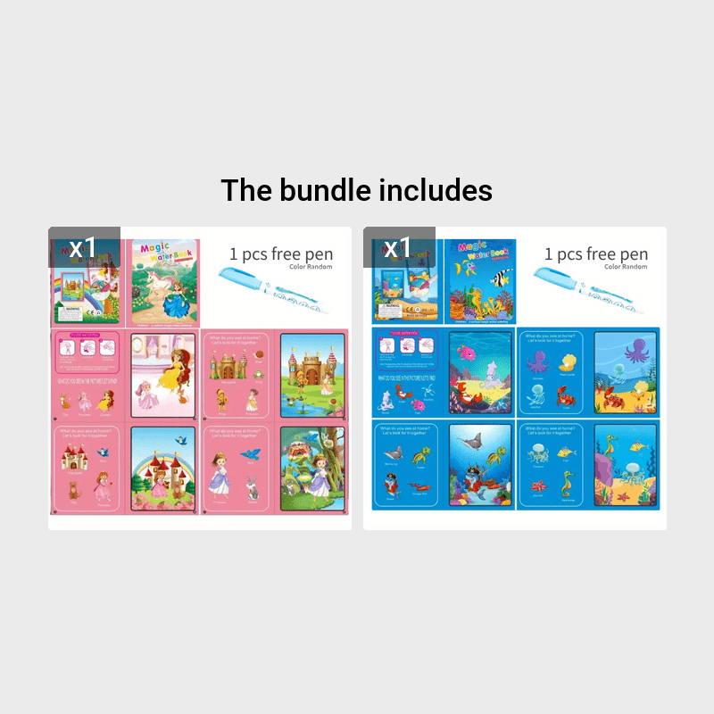 Paint with Water Books Reusable Pages No-Mess Art Book with Water Pen  Travel Toy for 3 4 5 6 Years Kids Toddlers - AliExpress