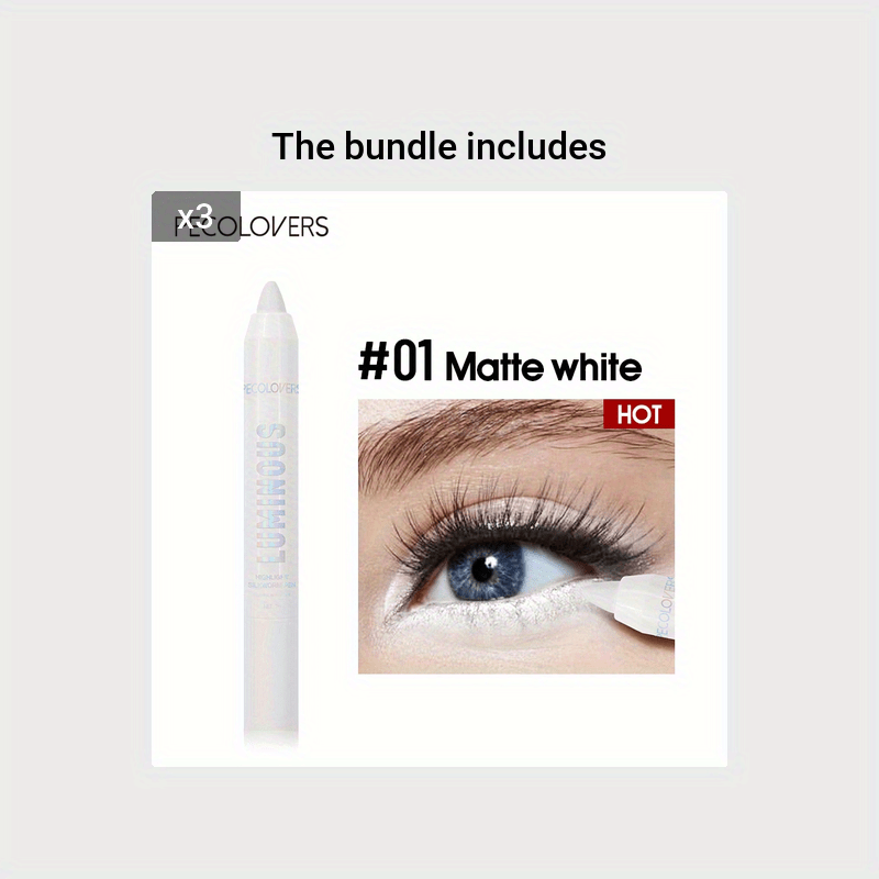 White Highlighter, Matte / Pearlescent Illuminating Eyeliner Pen, Natural  Look Eyeshadow And Lid Highlighter, One-Step Eye Makeup