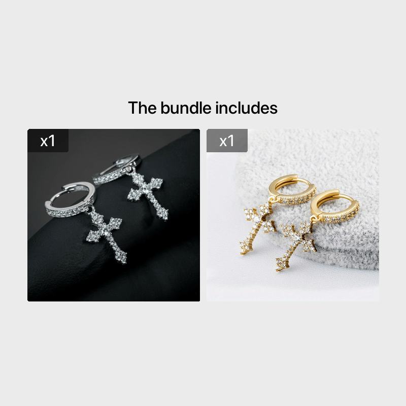 Geometric Zircon Cross Earrings, Foreign Style