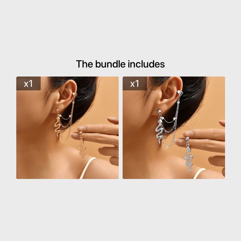 Multi-layer Chain Snake Earrings, Unique Design