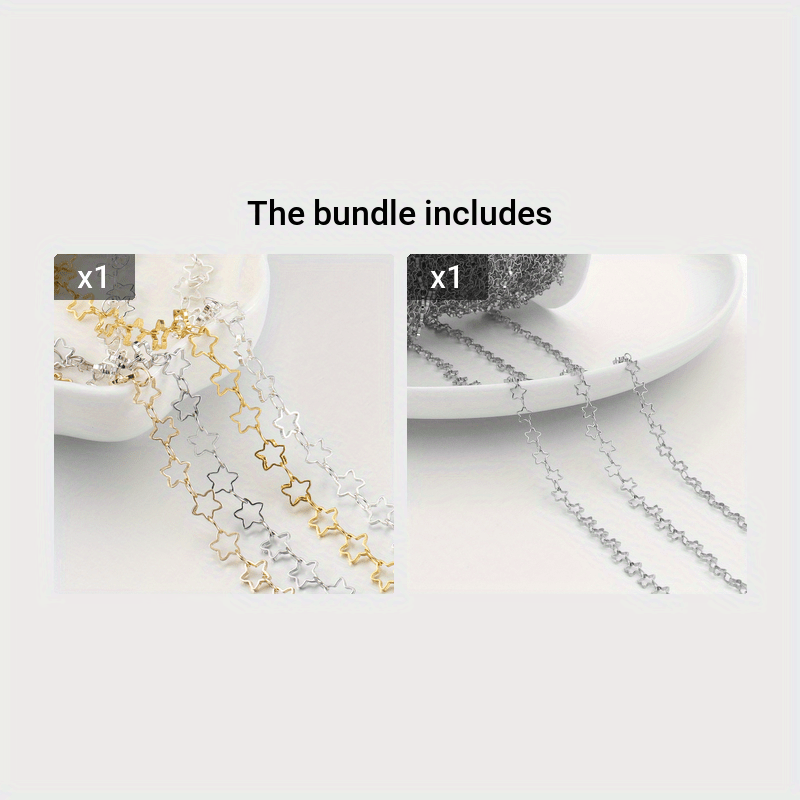 1m Gold Color Stainless Steel Star Hollow Heart Chains For Jewelry