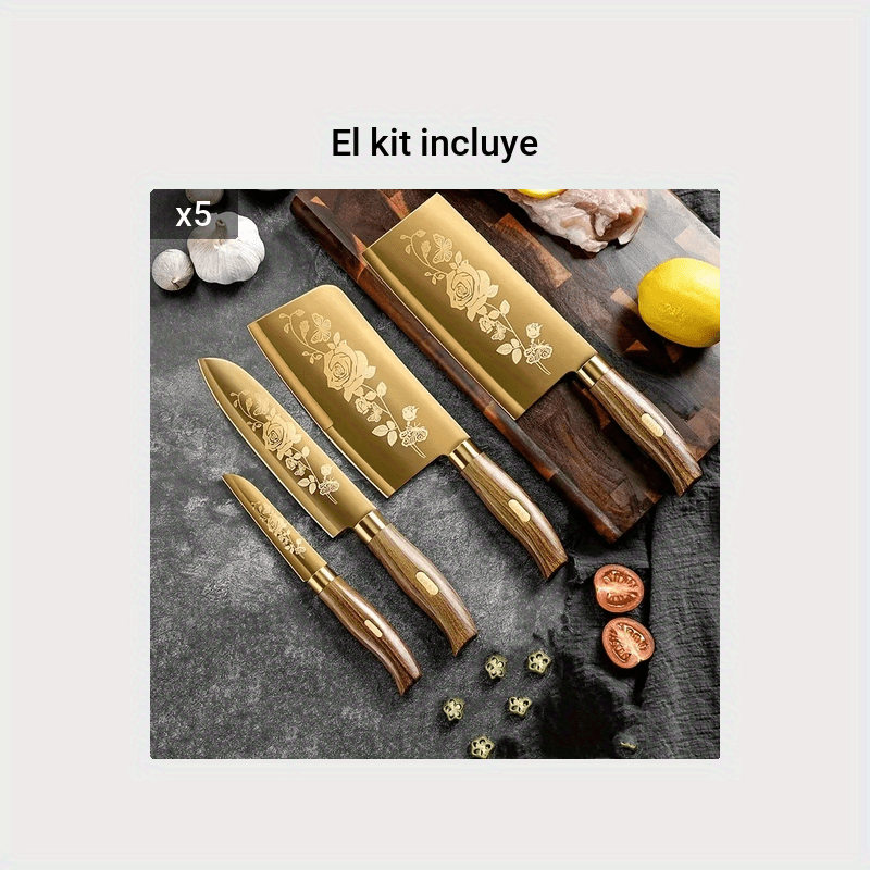 🔪 Set de cuchillos para chef personalizados con hoja de acero de Damasco y  mando de madera encapsulando 😊