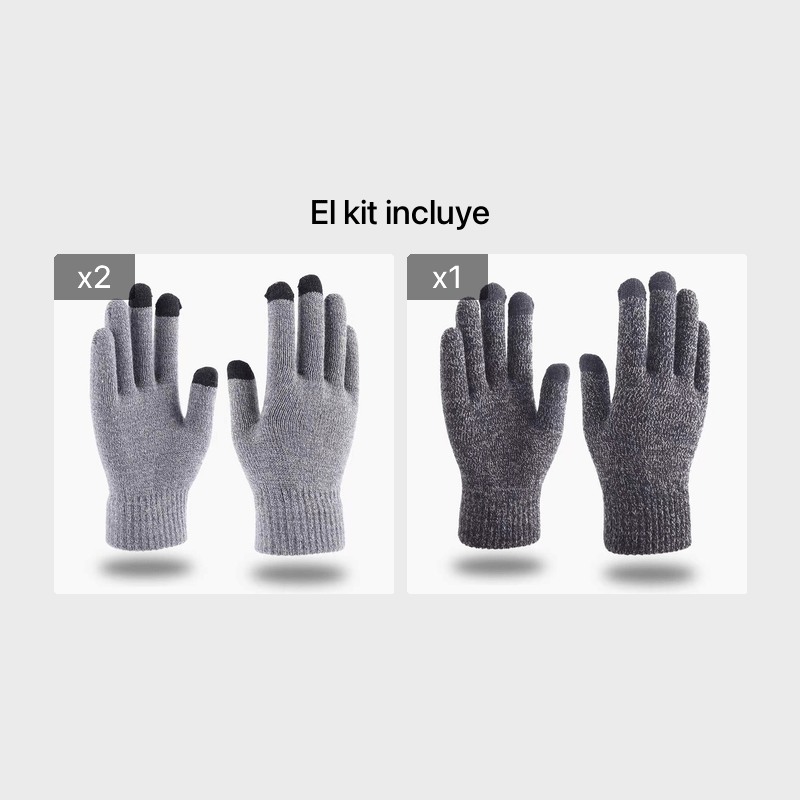 A Guantes de invierno para hombre en color gris