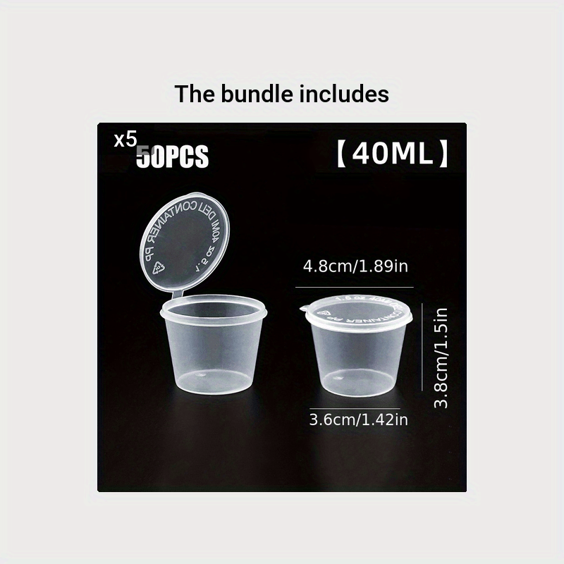 50Pcs 25/30/40ml Plastic Takeaway Sauce Cup Containers Food Box