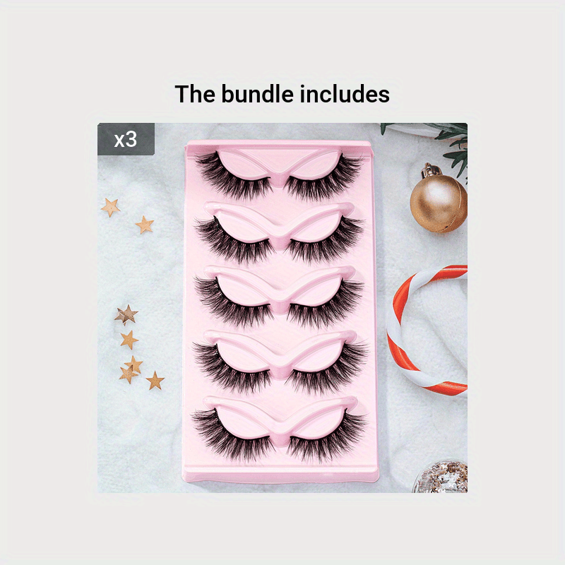 Fluffy Cat Eye Lashes 5 Pairs Wispy Faux Mink Eyelashes