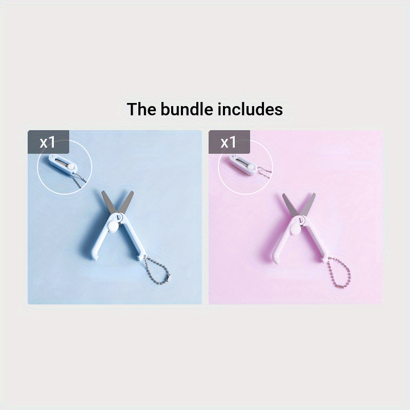 Folding Scissors Safe Portable Travel Scissors Foldable Telescopic Cutter  Pocket Mini Scissor with Keychain for Cutting, Scrapbooking, Crafting