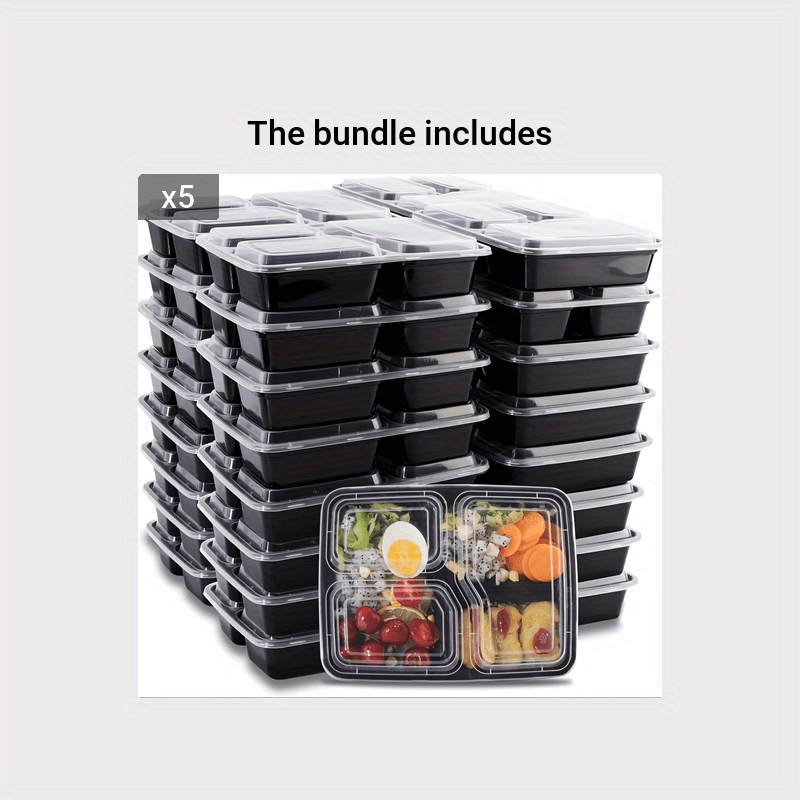 Meal Prep Containers 3 Compartment Bento Box Microwave Food - Temu