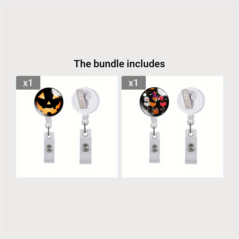 1 Pack Happy Halloween Badge Reel Retractable ID Clip It's Spooky Season Pumpkin Funny Badge Holder Alligator Clip,Temu