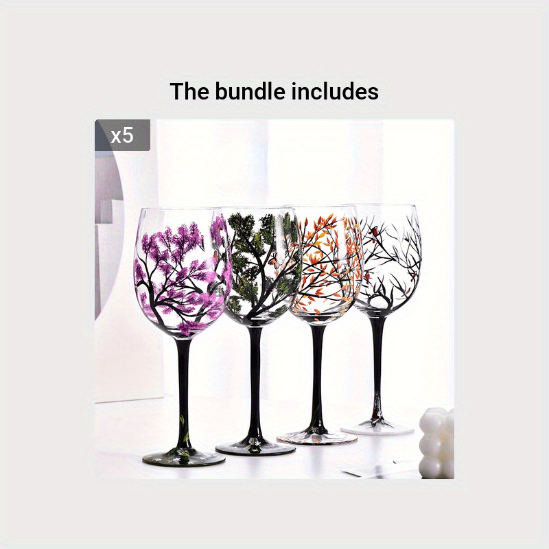 Goblet Four Seasons Tree Wine Glasses Glass Champagne Cup Home Decor