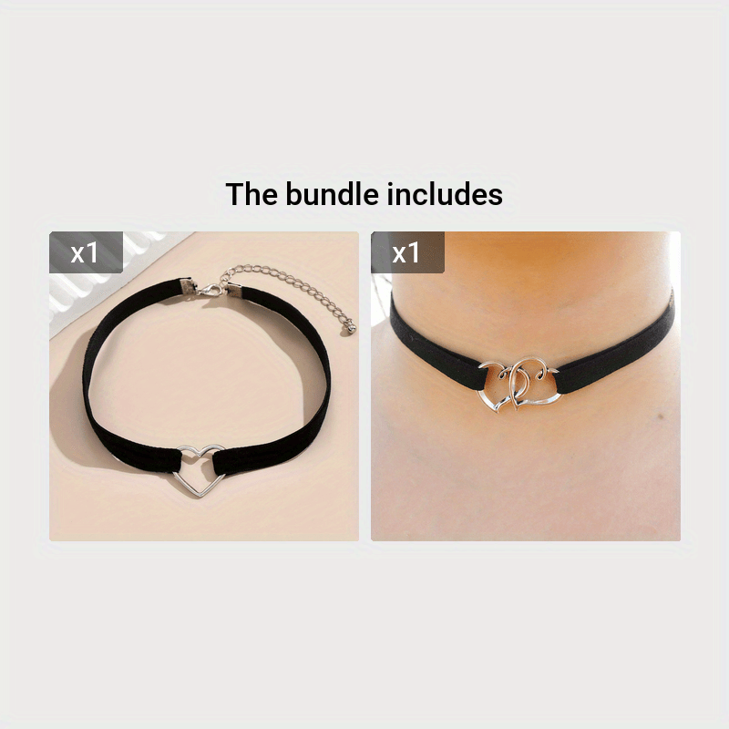 stylish punk black wide rope heart love pendant choker