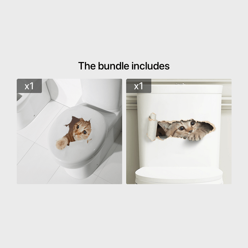 1 Pezzo Adesivo Coprilavandino Per Toilette Animale Da Bagno - Adesivo  Murale Decorativo Design Gatto Carino Per Camera Dei Bambini, Adesivo  Murale Realistico Per Il Bagno Degli Animali Domestici