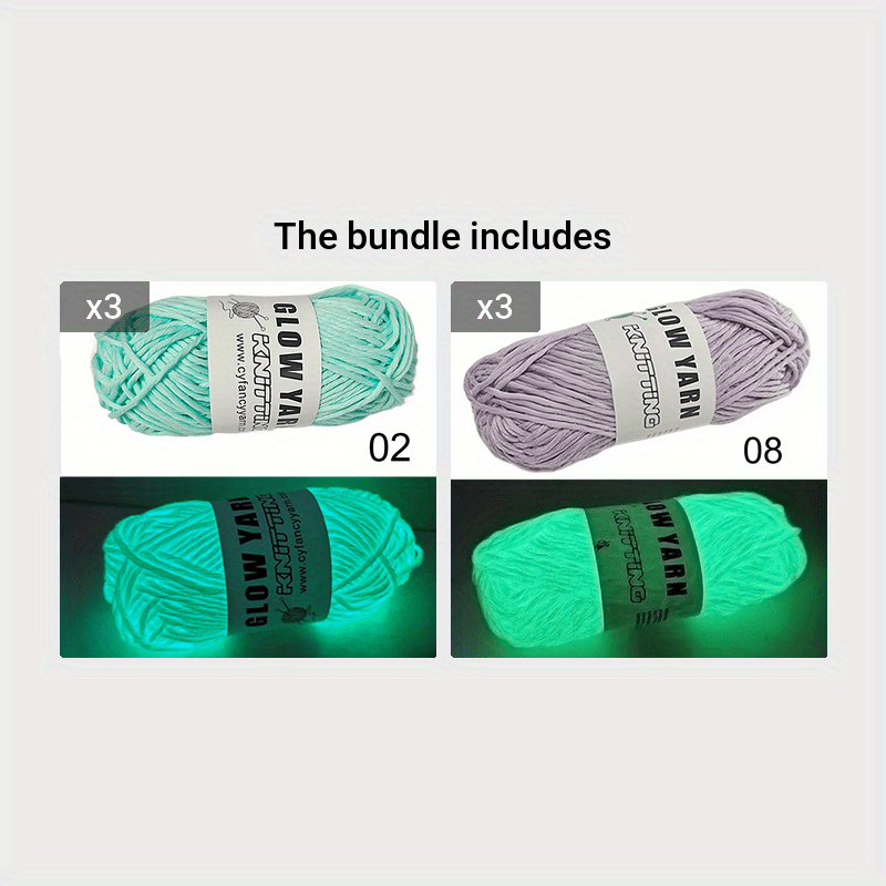 1pc Glow in The Dark Yarn for Crochet - Fluorescent Luminous Thread Knitting Glowing Yarn for Crocheting - Sewing Supplies for Knitting DIY Crafts