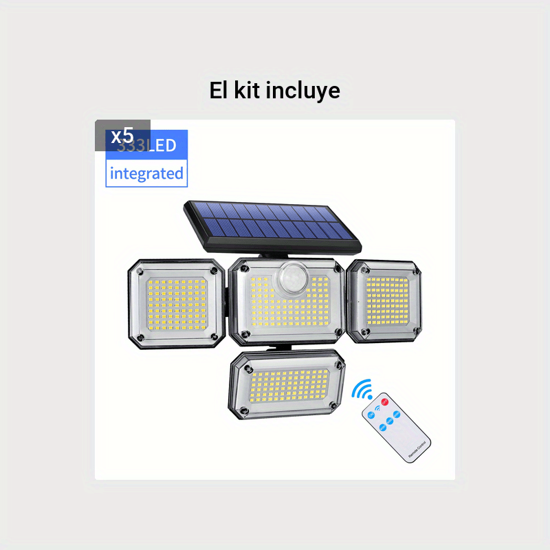 1pc 333 Led Lámpara Solar Luces Seguridad Aire Libre Sensor - Temu