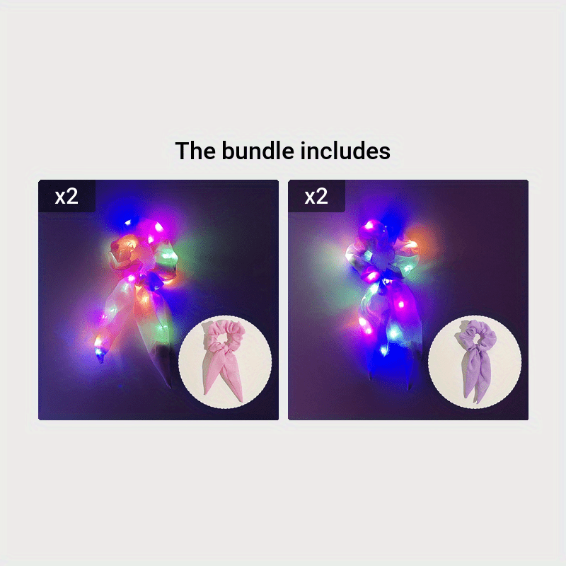 Led Scrunchies Colorful Light Hair Tie Ponytail Holder Neon - Temu