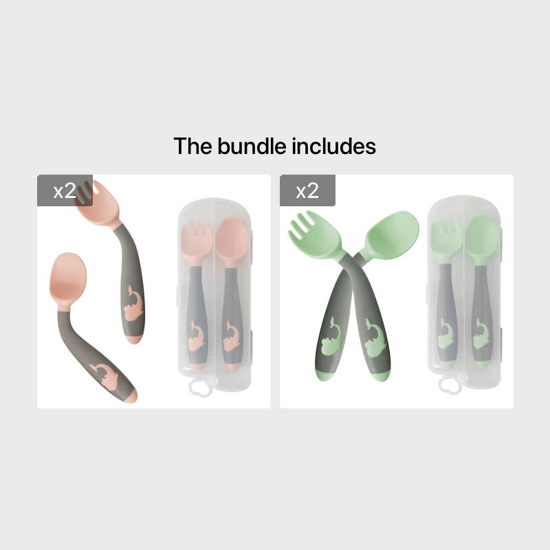 Baby Utensils Spoons Forks Sets With Travel Safe Case, Easy Grip Heat  Resistant Bendable Bpa Free Toddler Feeding Training Utensils Sets (green+  ) Cpc Certificate - Temu