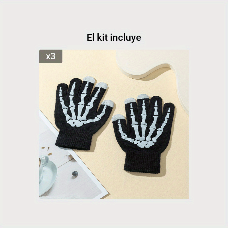 2 pares de guantes de medio dedo Guantes térmicos de otoño e