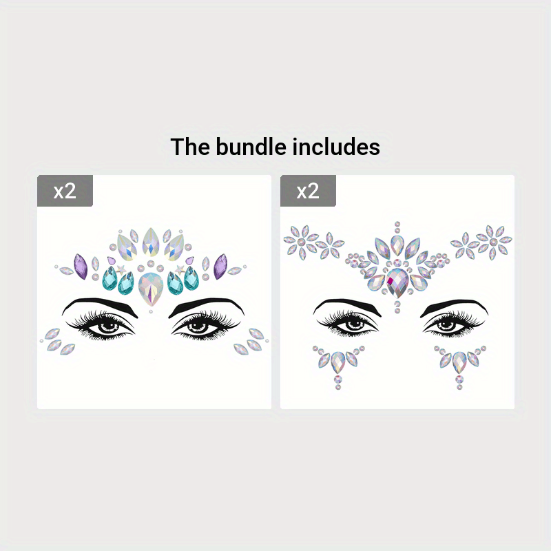 Face Hair Gems Crystal Jewels Stickers Mermaid Rhinestone - Temu