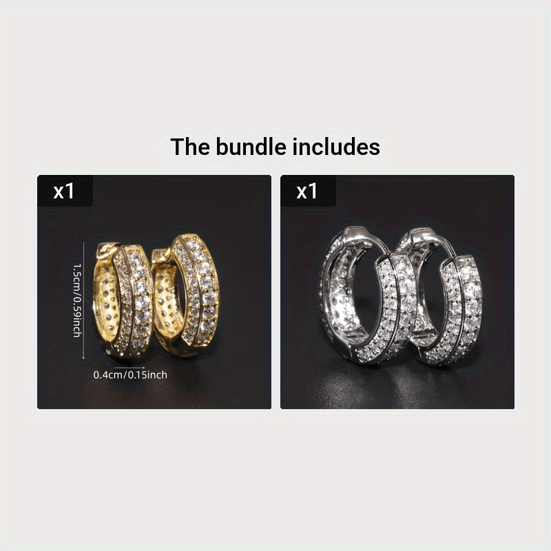 Orecchini In Oro 10K A Forma Di Cerchio Con Zircone Tondo - Foto 3