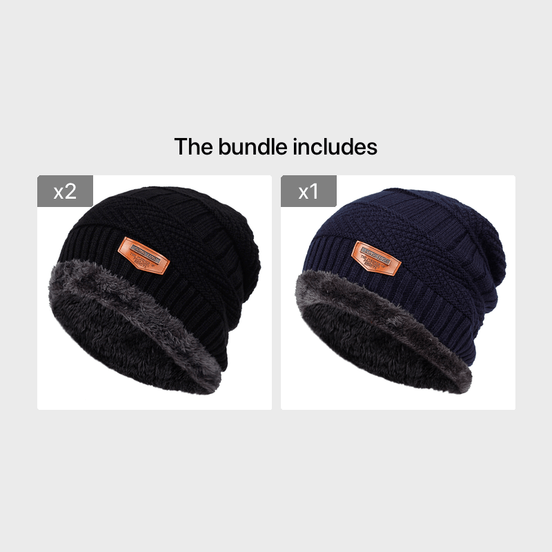 Men Triangle Pattern Knit Winter Thermal Cap