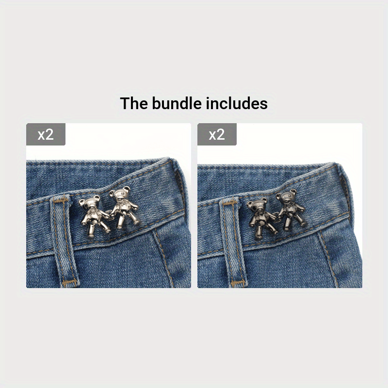 4 Pairs of Waist Button Jean Waist Tightener Stainless Steel Pants