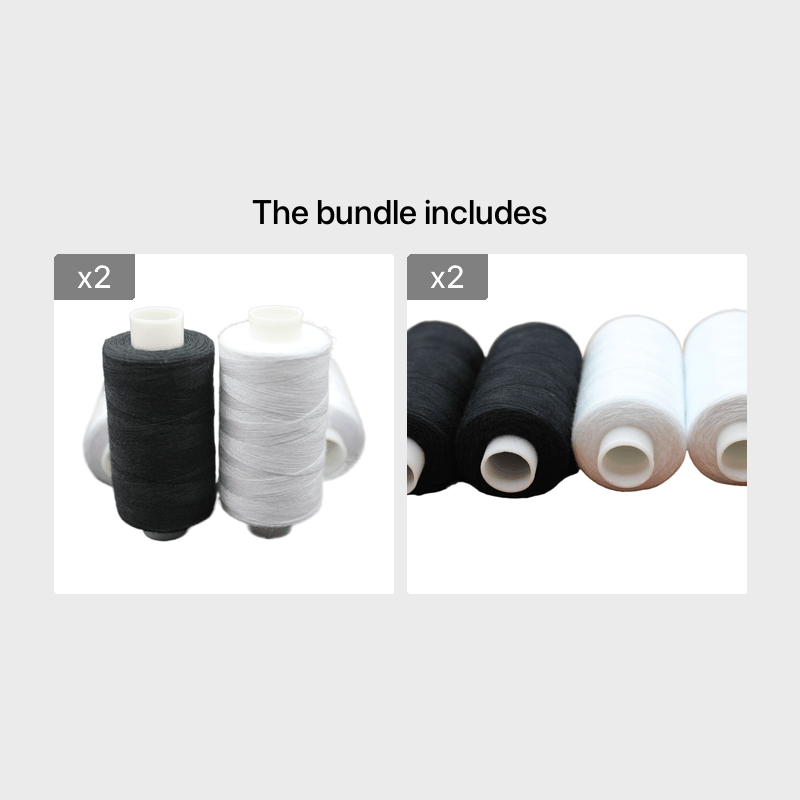 4 Pcs. 6000 Each Yards Sewing Machine Polyester Thread Cones 2 Black 2 white