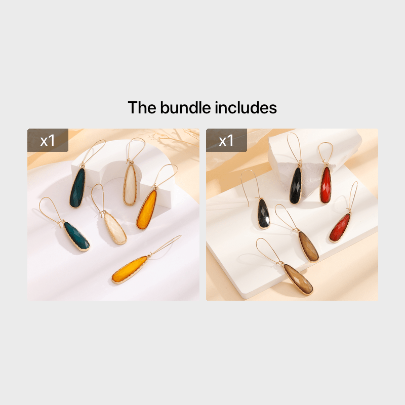 3 Pairs Women's Geometric Water Drop Earrings Set