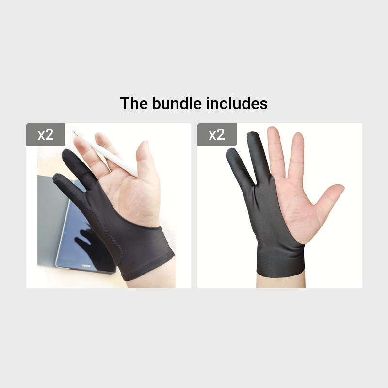 2-Finger Tablet Drawing Anti-Touch Gloves For iPad Art Painting Sketching