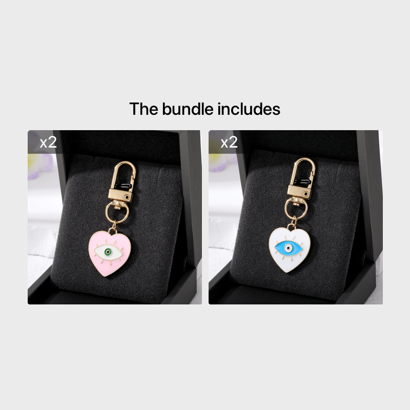 Rainbow Heart Evil Eye Keychain Key Ring For Friend Lovers - Temu