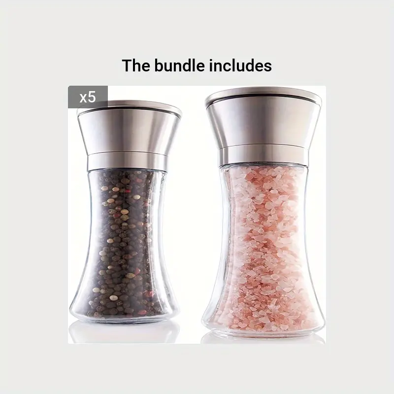 Gorgeous Salt and Pepper Grinder Set - Refillable Stainless Steel Shakers with Adjustable Coarse Mills - Enjoy Your Favorite Spices Fresh Ground