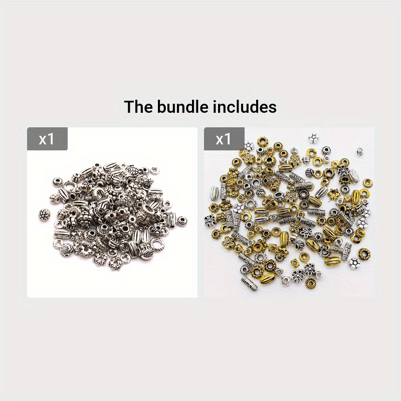 100pcs/lot Retro Tibetan Antique Silver Gold Spacer Beads for Jewelry Making  DIY Charms Beaded Bracelet