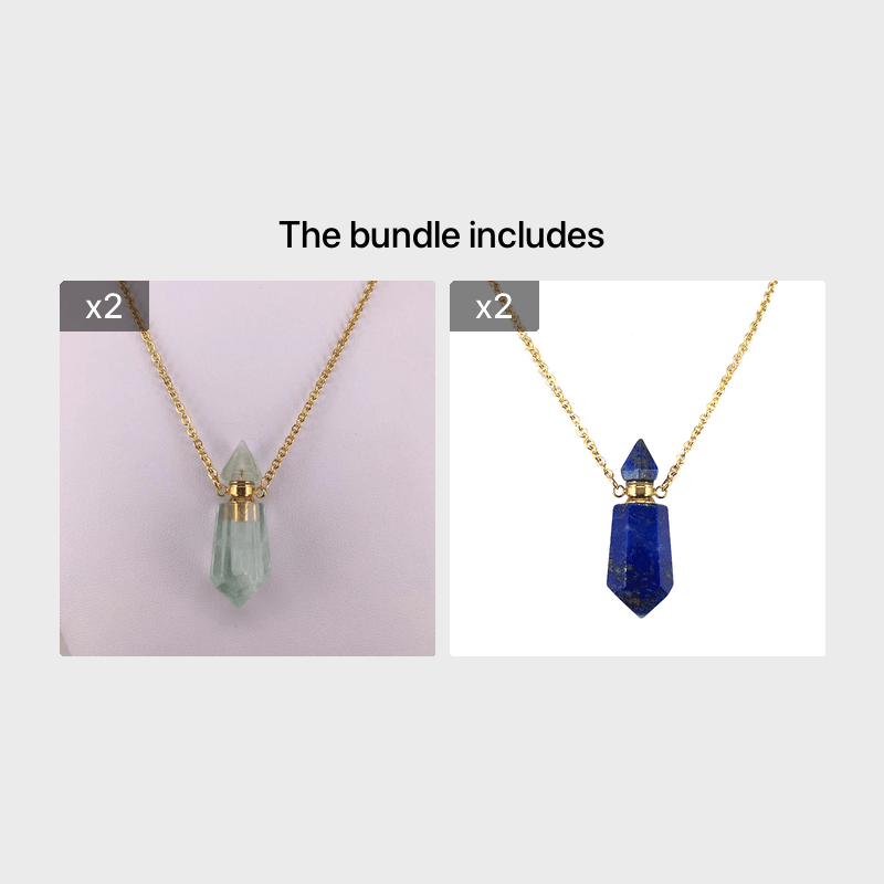 Natural Gemstone Faceted Prism Perfume Bottle Pendant Necklace