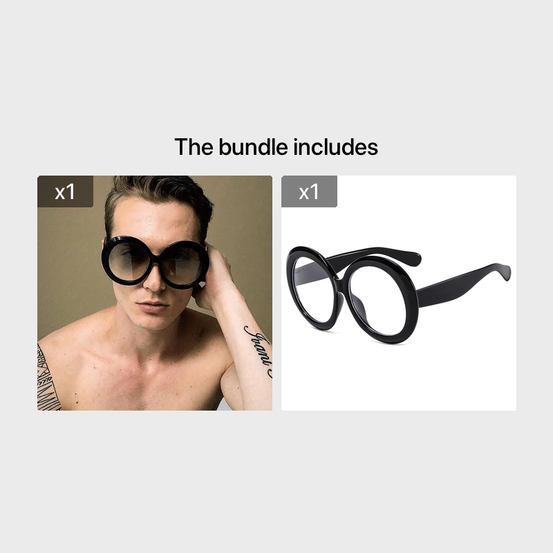 Oversize Oval Sunglasses Thick Frame UV Protection