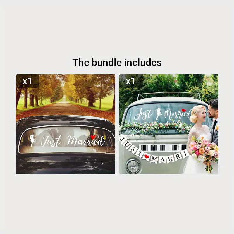 Just Married Car Decals Just Married Window Stickers Window - Temu