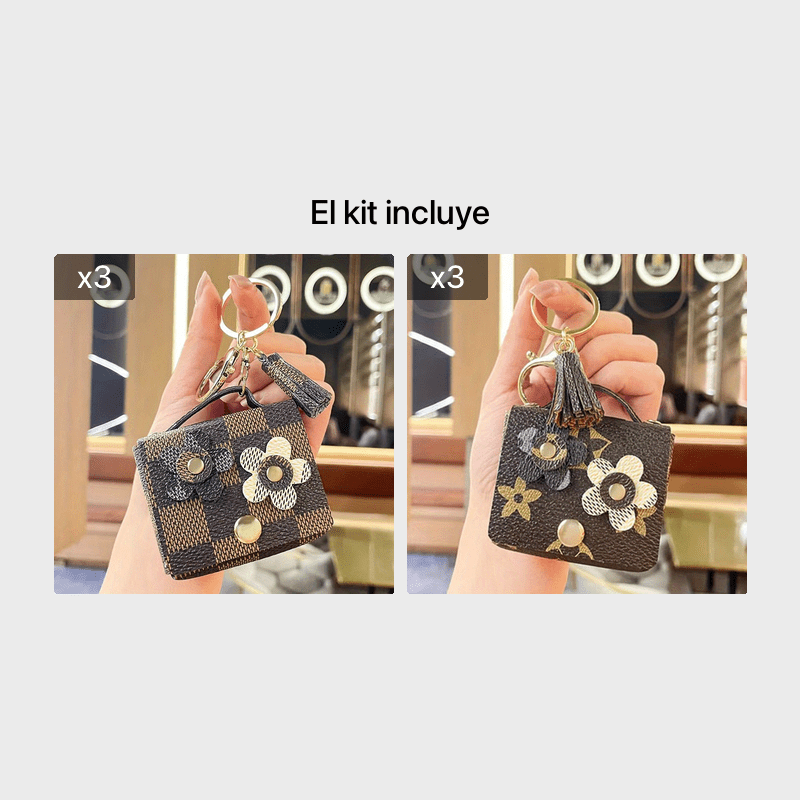 1 llavero creativo de cuero con flores para monedero, bolso exquisito,  accesorios para llavero, regalo de joyería para esposa, mujer, novia,  bolsillo