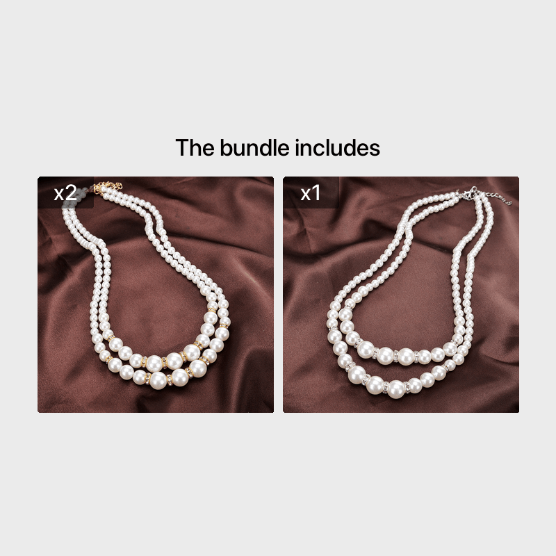 Sweet Temperament Rhinestone Pearl Double Layer Necklace
