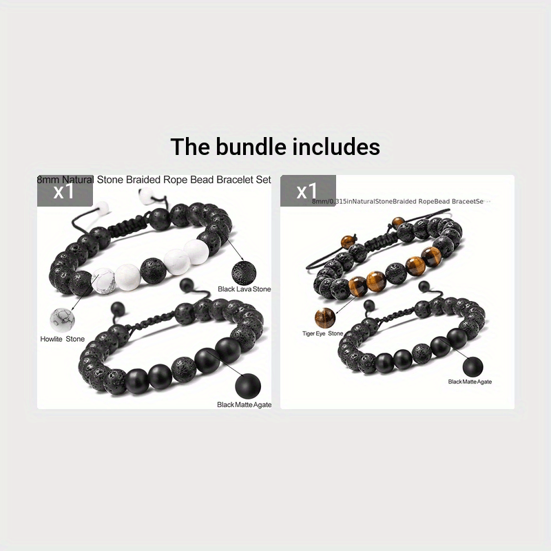 Kit Bracelet en perles de lave pour homme