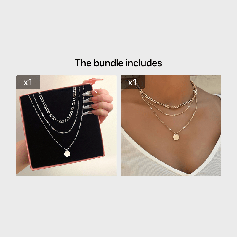 Women's Chain Disc Layered Necklace, Everyday Gift