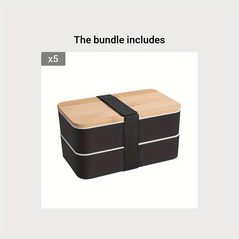 Eco-Friendly Double-Layer Bento Box with Cutlery Compartment and