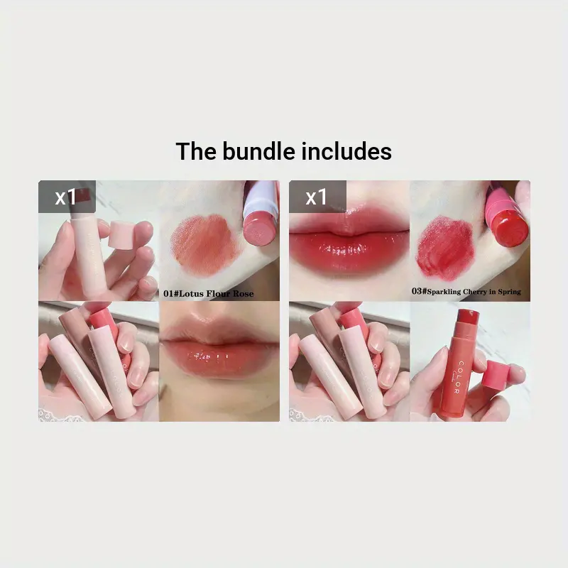 3 Color Moisturizing Lip Balm Tinted, Long-lasting Color Lifting Lightening Lip Line Soft Lipstick Valentine's Day Gifts