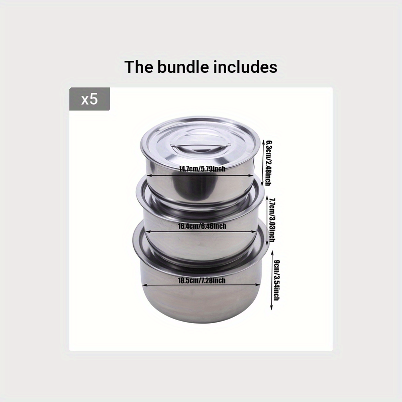 3pcs/5pcs Stainless Steel Soup pot Stock Pot Set with Lid Kitchenware Stew  Pot Cooking Tools Cookware Kitchen Accessories