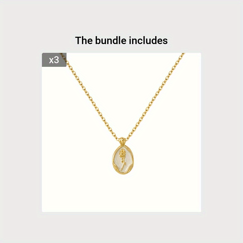 Women's Rose Oval Pendant Necklace, K Plated Bridal Wedding Gift