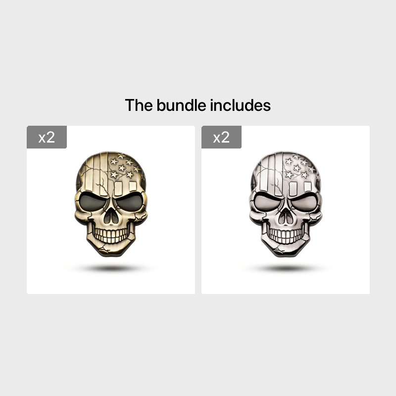 2pcs Car Styling 3D Metal Skeleton Skull Emblem Badge Stickers Decals Auto  Truck Motorcycle Car Accessories Automobiles