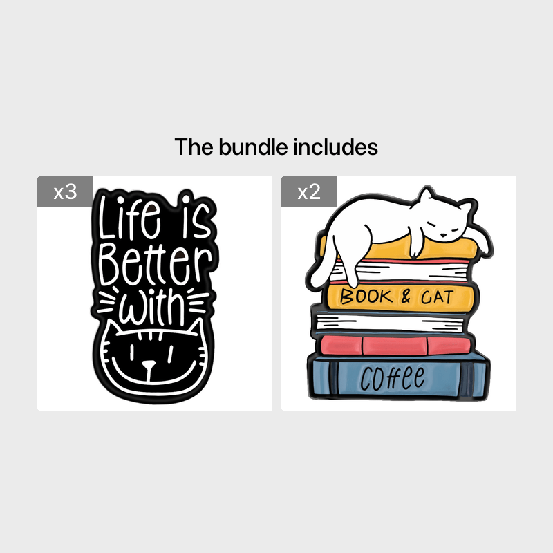 Reading Cat Lazy Brooch