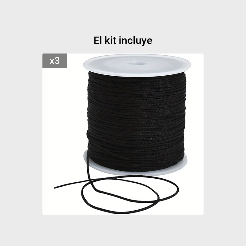 Cordón de Nylon de Macramé Negro para Bisutería y Pulseras