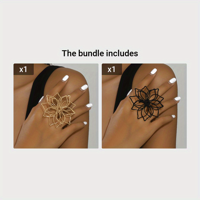 Minimalist Hollow Out Large Flower Open Ring